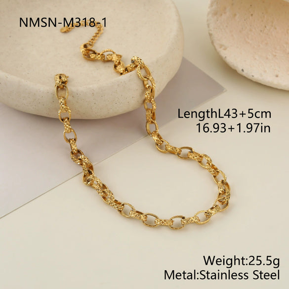 Wholesale Women's Stainless Steel And Titanium Steel Jewelry Set With Heart Water Drop Bell Geometric Patterns Gold Electroplated Clavicle Chain Necklace And Bracelet