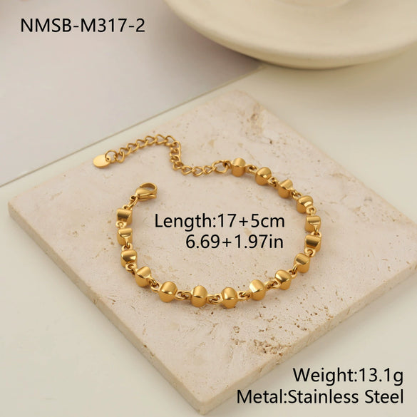 Wholesale Women's Stainless Steel And Titanium Steel Jewelry Set With Heart Water Drop Bell Geometric Patterns Gold Electroplated Clavicle Chain Necklace And Bracelet