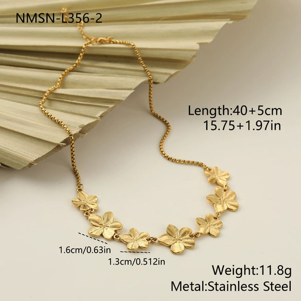 Wholesale Women's Stainless Steel And Titanium Steel Jewelry Set With Heart Water Drop Bell Patterns Electroplated Niche Design Fashion Ol Geometry Necklace And Bracelet