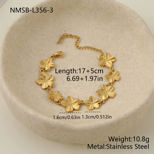 Wholesale Women's Stainless Steel And Titanium Steel Jewelry Set With Heart Water Drop Bell Patterns Electroplated Niche Design Fashion Ol Geometry Necklace And Bracelet