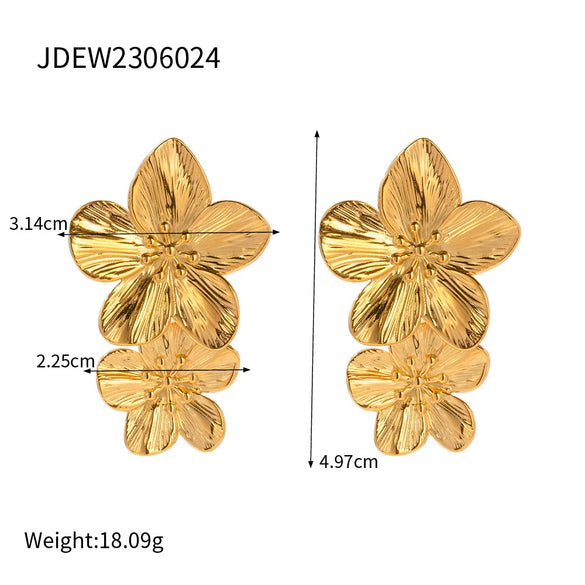 Wholesale Women's Stainless Steel And Titanium Steel Jewelry With Flower Style And Geometric Shape Electroplated Necklace Earrings Ring Bracelet