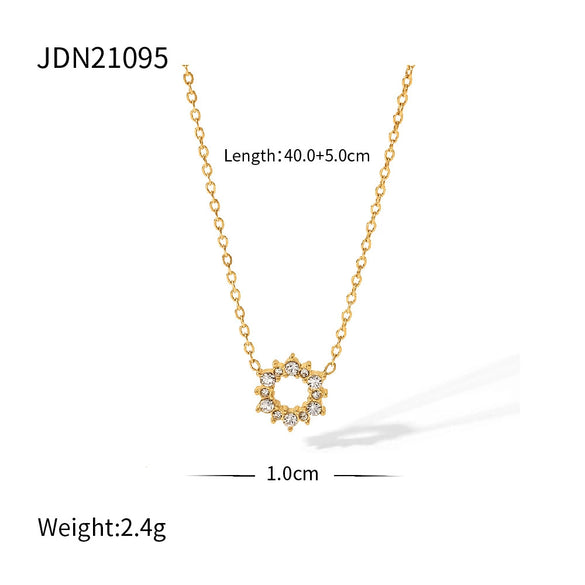 Wholesale Women's Stainless Steel And Titanium Steel Jewelry With Geometric Pattern Electroplated Snake Bone Chain And Irregular Round Zircon Inlaid Ring And Necklace
