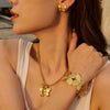 Wholesale Women's Stainless Steel And Titanium Steel Jewelry With Geometric Style And Electroplating Treatment Butterfly Necklace And Bracelet Earrings