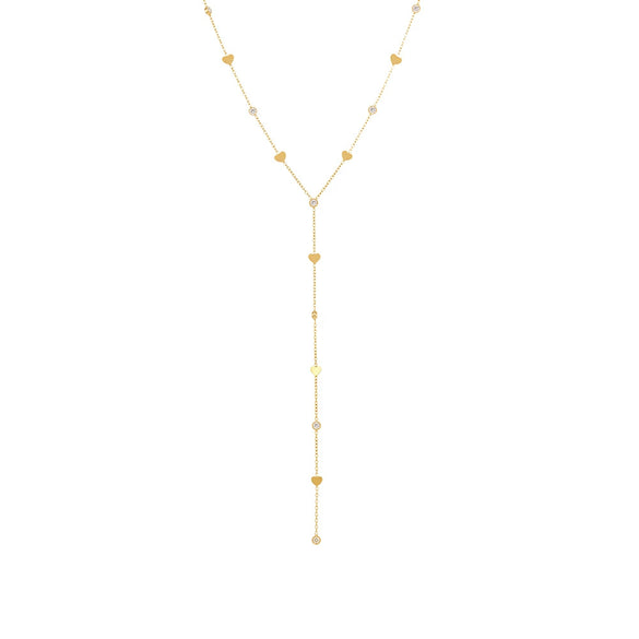 Wholesale Women's 316L Stainless Steel And 316L Stainless Steel Light Luxury Geometric Heart Shaped Zircon Yshaped Tassel Necklace With Electroplating