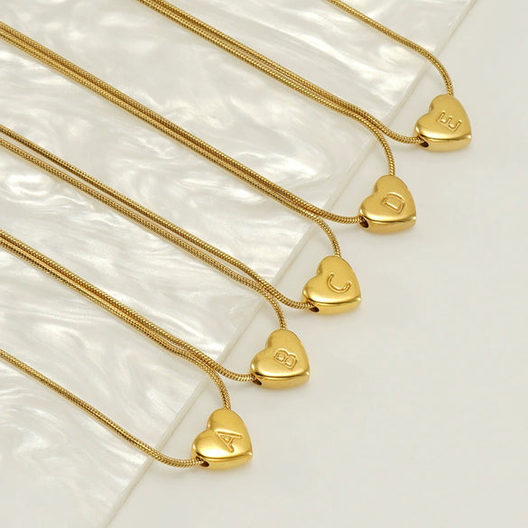 Wholesale Women's Stainless Steel And Titanium Steel Love Heart Pendant Necklace With Snake Bone Chain Electroplated Letter Pattern Fashion Style