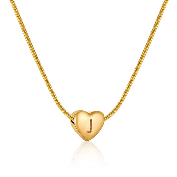 Wholesale Women's Stainless Steel And Titanium Steel Love Heart Pendant Necklace With Snake Bone Chain Electroplated Letter Pattern Fashion Style