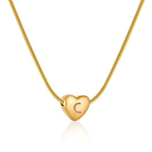 Wholesale Women's Stainless Steel And Titanium Steel Love Heart Pendant Necklace With Snake Bone Chain Electroplated Letter Pattern Fashion Style