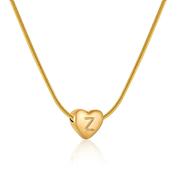 Wholesale Women's Stainless Steel And Titanium Steel Love Heart Pendant Necklace With Snake Bone Chain Electroplated Letter Pattern Fashion Style