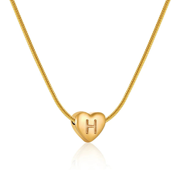Wholesale Women's Stainless Steel And Titanium Steel Love Heart Pendant Necklace With Snake Bone Chain Electroplated Letter Pattern Fashion Style