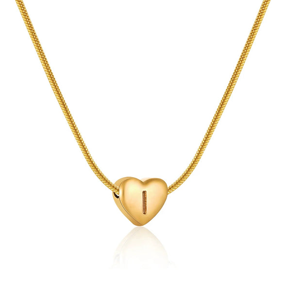 Wholesale Women's Stainless Steel And Titanium Steel Love Heart Pendant Necklace With Snake Bone Chain Electroplated Letter Pattern Fashion Style