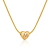 Wholesale Women's Stainless Steel And Titanium Steel Love Heart Pendant Necklace With Snake Bone Chain Electroplated Letter Pattern Fashion Style