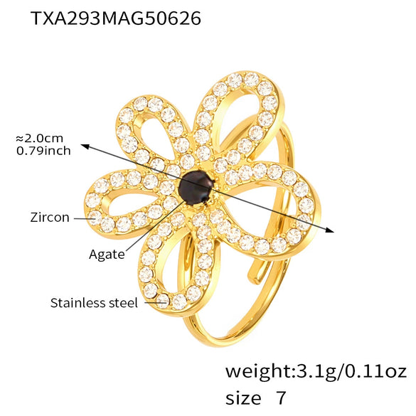 Wholesale Women's Stainless Steel And Titanium Steel Multipendant Necklace Earrings Bracelet Set 18K Gold Plated Ferris Wheel Flower Jewelry