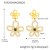 Wholesale Women's Stainless Steel And Titanium Steel Multipendant Necklace Earrings Bracelet Set 18K Gold Plated Ferris Wheel Flower Jewelry