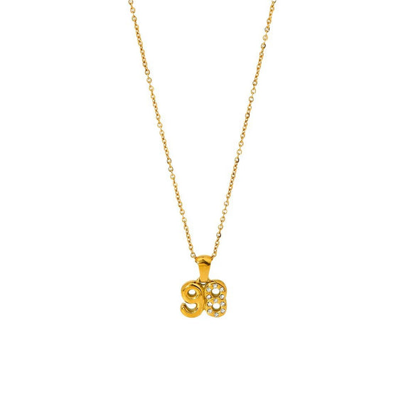 Wholesale Women's Stainless Steel And Titanium Steel Necklace With Diamondencrusted Bubble Letter And Number Pendant 18K Gold Plated