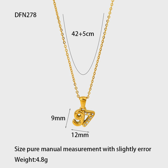 Wholesale Women's Stainless Steel And Titanium Steel Necklace With Diamondencrusted Bubble Letter And Number Pendant 18K Gold Plated