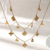 Wholesale Women's Stainless Steel And Titanium Steel Necklace With Flower Star Zircon Inlaid Electroplated Design Sweater Chain
