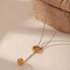 Wholesale Women's Stainless Steel And Titanium Steel Necklace With Geometric Spherical Pendant And Box Chain Electroplated