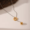 Wholesale Women's Stainless Steel And Titanium Steel Necklace With Geometric Spherical Pendant And Box Chain Electroplated