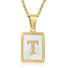 Wholesale Women's 316L Stainless Steel And 316L Stainless Steel Necklace With Natural Shells Letters Numbers Text Pattern 18K Gold Plated Vacuum Electroplating In Furnace Cross Chain Style