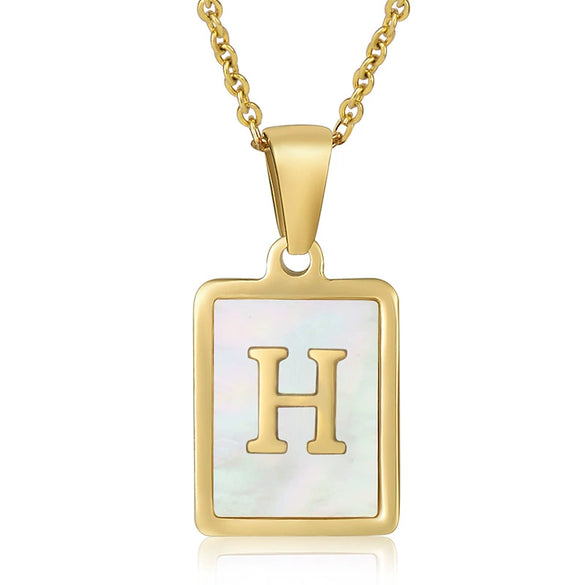 Wholesale Women's 316L Stainless Steel And 316L Stainless Steel Necklace With Natural Shells Letters Numbers Text Pattern 18K Gold Plated Vacuum Electroplating In Furnace Cross Chain Style