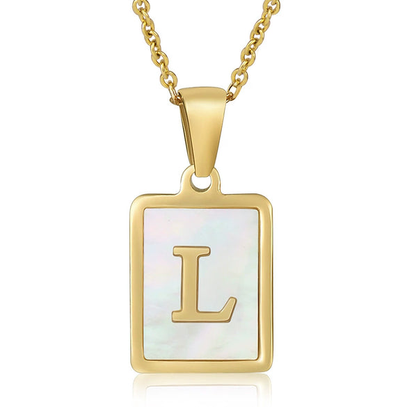Wholesale Women's 316L Stainless Steel And 316L Stainless Steel Necklace With Natural Shells Letters Numbers Text Pattern 18K Gold Plated Vacuum Electroplating In Furnace Cross Chain Style