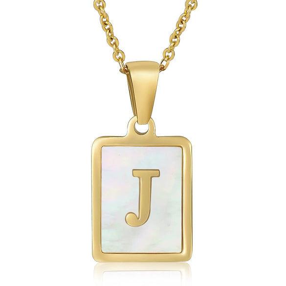 Wholesale Women's 316L Stainless Steel And 316L Stainless Steel Necklace With Natural Shells Letters Numbers Text Pattern 18K Gold Plated Vacuum Electroplating In Furnace Cross Chain Style