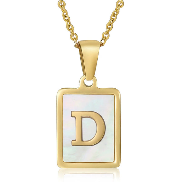 Wholesale Women's 316L Stainless Steel And 316L Stainless Steel Necklace With Natural Shells Letters Numbers Text Pattern 18K Gold Plated Vacuum Electroplating In Furnace Cross Chain Style