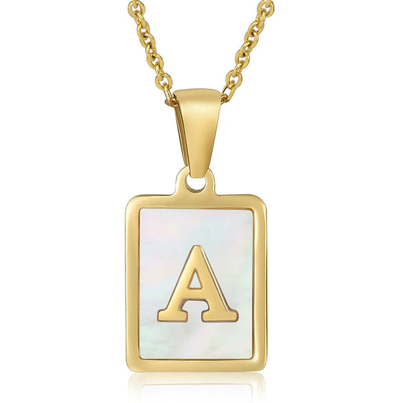 Wholesale Women's 316L Stainless Steel And 316L Stainless Steel Necklace With Natural Shells Letters Numbers Text Pattern 18K Gold Plated Vacuum Electroplating In Furnace Cross Chain Style
