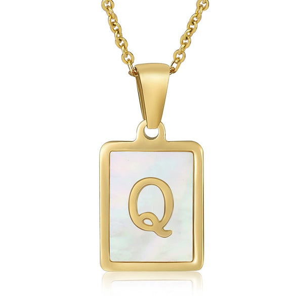 Wholesale Women's 316L Stainless Steel And 316L Stainless Steel Necklace With Natural Shells Letters Numbers Text Pattern 18K Gold Plated Vacuum Electroplating In Furnace Cross Chain Style