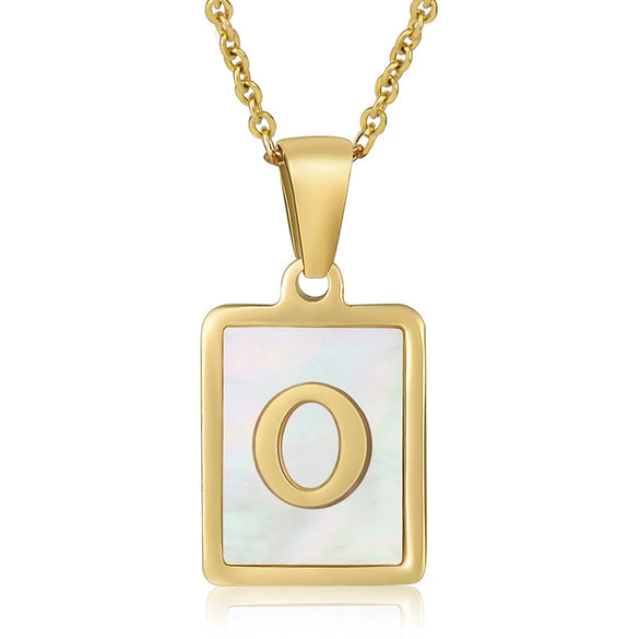 Wholesale Women's 316L Stainless Steel And 316L Stainless Steel Necklace With Natural Shells Letters Numbers Text Pattern 18K Gold Plated Vacuum Electroplating In Furnace Cross Chain Style