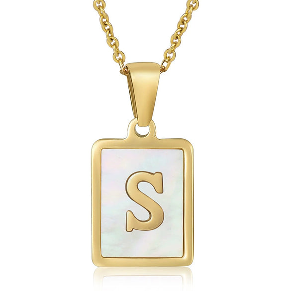 Wholesale Women's 316L Stainless Steel And 316L Stainless Steel Necklace With Natural Shells Letters Numbers Text Pattern 18K Gold Plated Vacuum Electroplating In Furnace Cross Chain Style