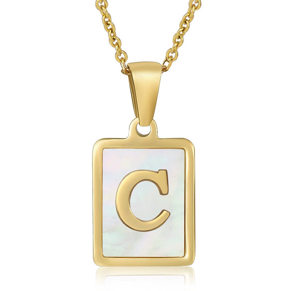 Wholesale Women's 316L Stainless Steel And 316L Stainless Steel Necklace With Natural Shells Letters Numbers Text Pattern 18K Gold Plated Vacuum Electroplating In Furnace Cross Chain Style