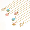Wholesale Women's Stainless Steel And Titanium Steel Necklace With Oil Dripping Craft Geometric Pattern Starfish And Hippocampus Design