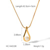Wholesale Women's Stainless Steel And Titanium Steel Pearl Pendant Necklace With Hollow Water Drop And Geometric Pattern And Electroplating Treatment
