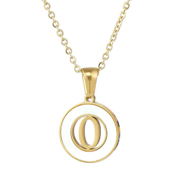 Wholesale Women's Stainless Steel And Titanium Steel Round Hollow Letter Design Clavicle Chain Necklace With Electroplating