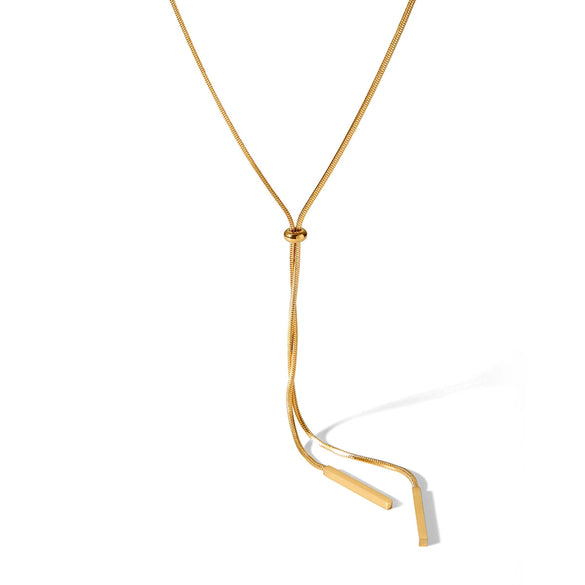 Wholesale Women's Stainless Steel And Titanium Steel Snake Bone Chain Necklace With Geometric Pattern And Electroplating Treatment