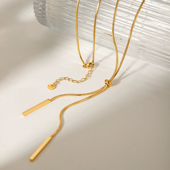 Wholesale Women's Stainless Steel And Titanium Steel Snake Bone Chain Necklace With Geometric Pattern And Electroplating Treatment