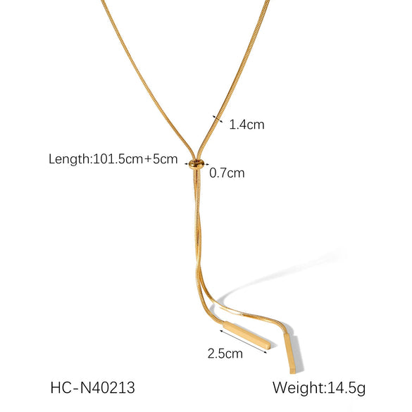 Wholesale Women's Stainless Steel And Titanium Steel Snake Bone Chain Necklace With Geometric Pattern And Electroplating Treatment
