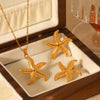 Wholesale Women's Stainless Steel And Titanium Steel Starfish And Geometric Pendant Necklace With Electroplating