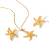 Wholesale Women's Stainless Steel And Titanium Steel Starfish And Geometric Pendant Necklace With Electroplating