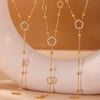 Wholesale Women's Stainless Steel And Titanium Steel Tassel Zircon Flower Bead Necklace With Geometric Pattern And Electroplating Multilayered Light Luxury Design