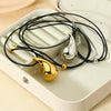 Wholesale Women's Stainless Steel And Titanium Steel Water Drop Shape Electroplated Pendant Necklace