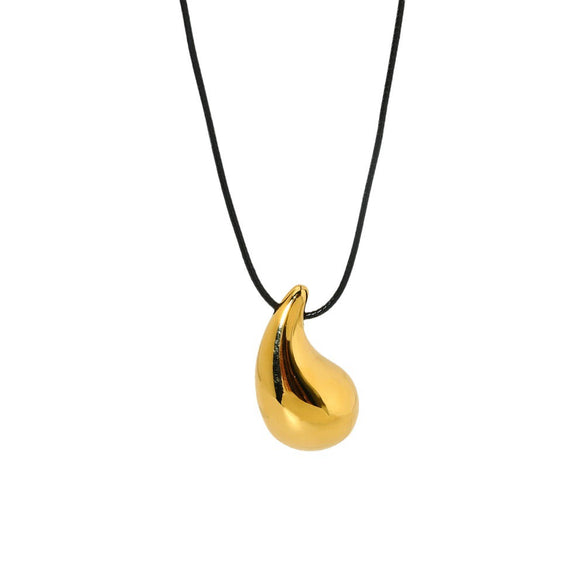 Wholesale Women's Stainless Steel And Titanium Steel Water Drop Shape Electroplated Pendant Necklace