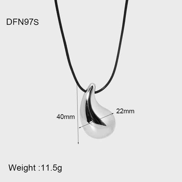 Wholesale Women's Stainless Steel And Titanium Steel Water Drop Shape Electroplated Pendant Necklace