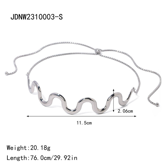 Wholesale Women's Stainless Steel And Titanium Steel Wave Pullout Necklace With Electroplating