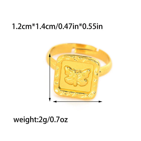 Wholesale Women's Stainless Steel Animal Butterfly Hollow Open Design Fashion Niche Ancient Ring With Electroplating