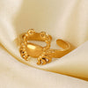 Wholesale Women's Stainless Steel Animal Crab Opening Adjustable Hip Hop Ring With Electroplating
