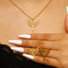 Wholesale Women's Stainless Steel Animal Pattern Electroplated Jewelry Set With O Word Chain Earrings And Necklaces