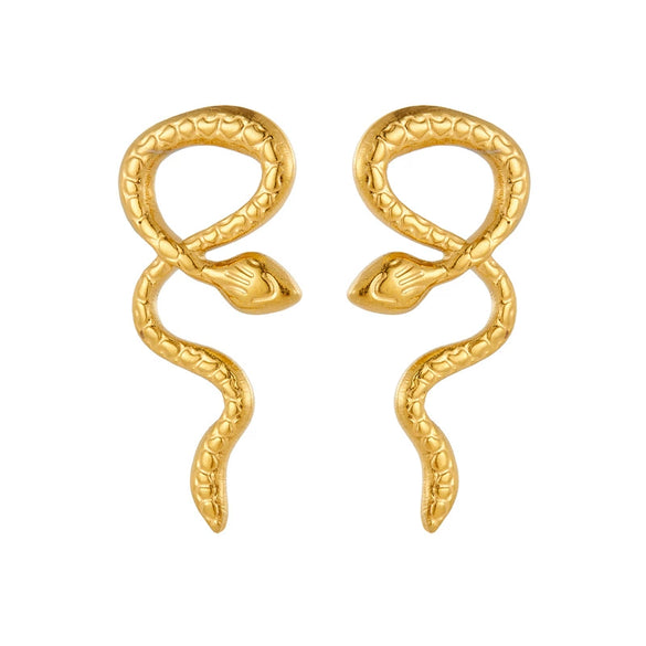 Wholesale Women's Stainless Steel Animal Snake Earrings Gold Plated Electroplated Non Fading
