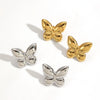Wholesale Women's Stainless Steel Animal Zodiac Butterfly Earrings Vacuum Real Gold Plated